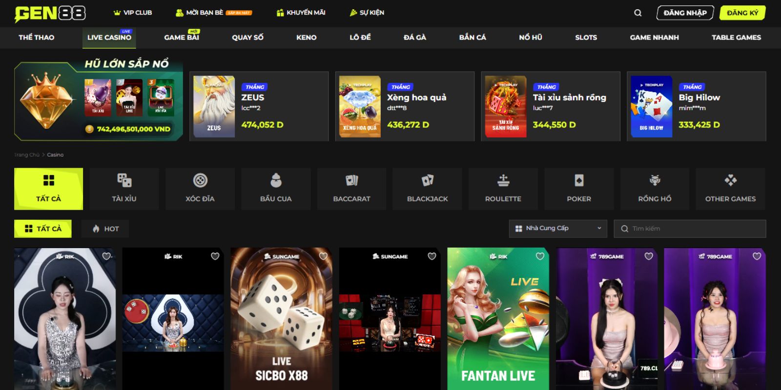 Giới thiệu về sảnh cá cược Live Casino Gen88