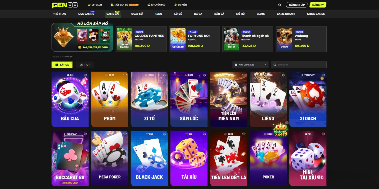 Giới thiệu về sảnh game bài Gen88