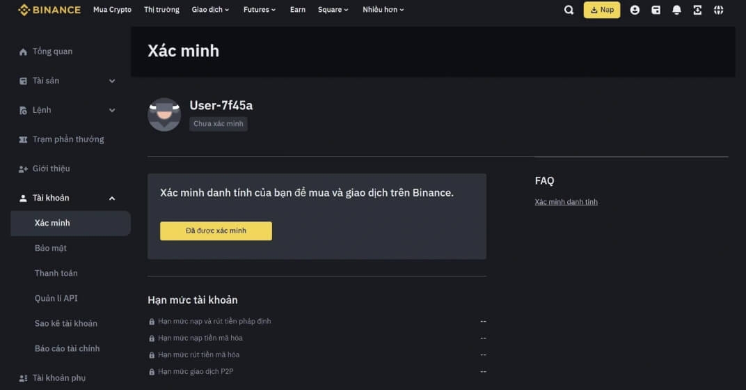 Tiến hành xác minh tài khoản Binance Tiến hành xác minh tài khoản Binance