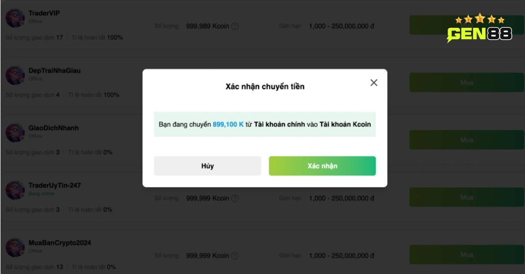 Bạn cần đảm bảo ví có số dư Kcoin để thực hiện giao dịch bán. Bạn cần đảm bảo ví có số dư Kcoin để thực hiện giao dịch bán.