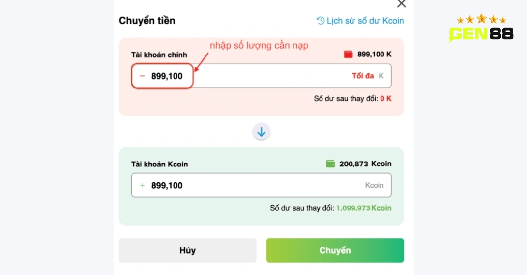 Nhấn [Xác nhận] để hoàn tất việc chuyển đổi và chờ CSKH duyệt phiếu chuyển đổi.